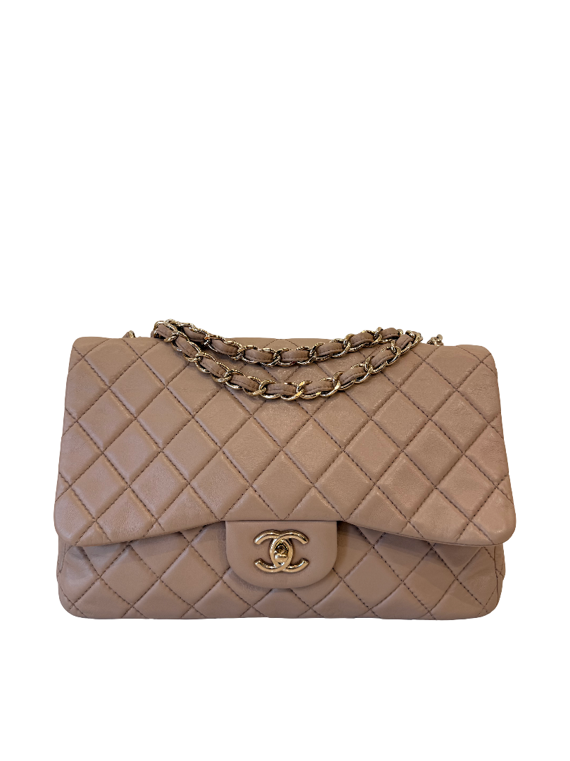 Chanel Jumbo Classic Single Flap Beige Nappa Lambskin Leather