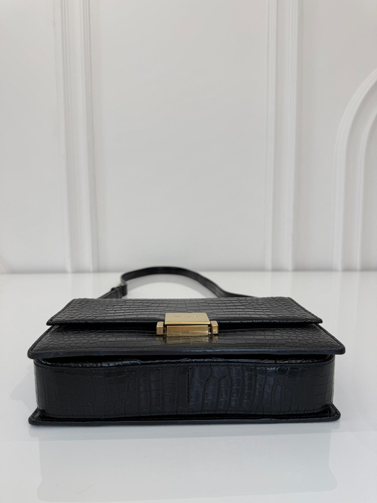Saint Laurent Bellechasse Medium Croc Embossed Crossbody Bag