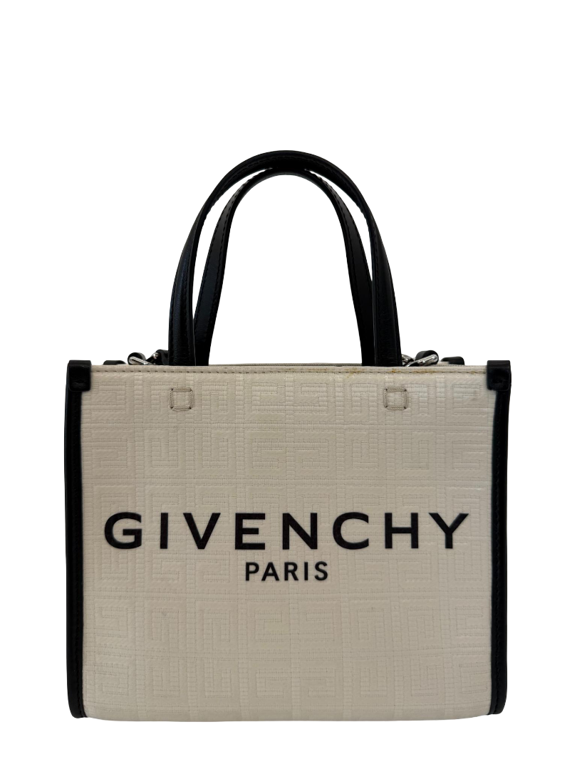 Givenchy G-Tote Ivory/Black Cotton-Blend Mini Tote Bag