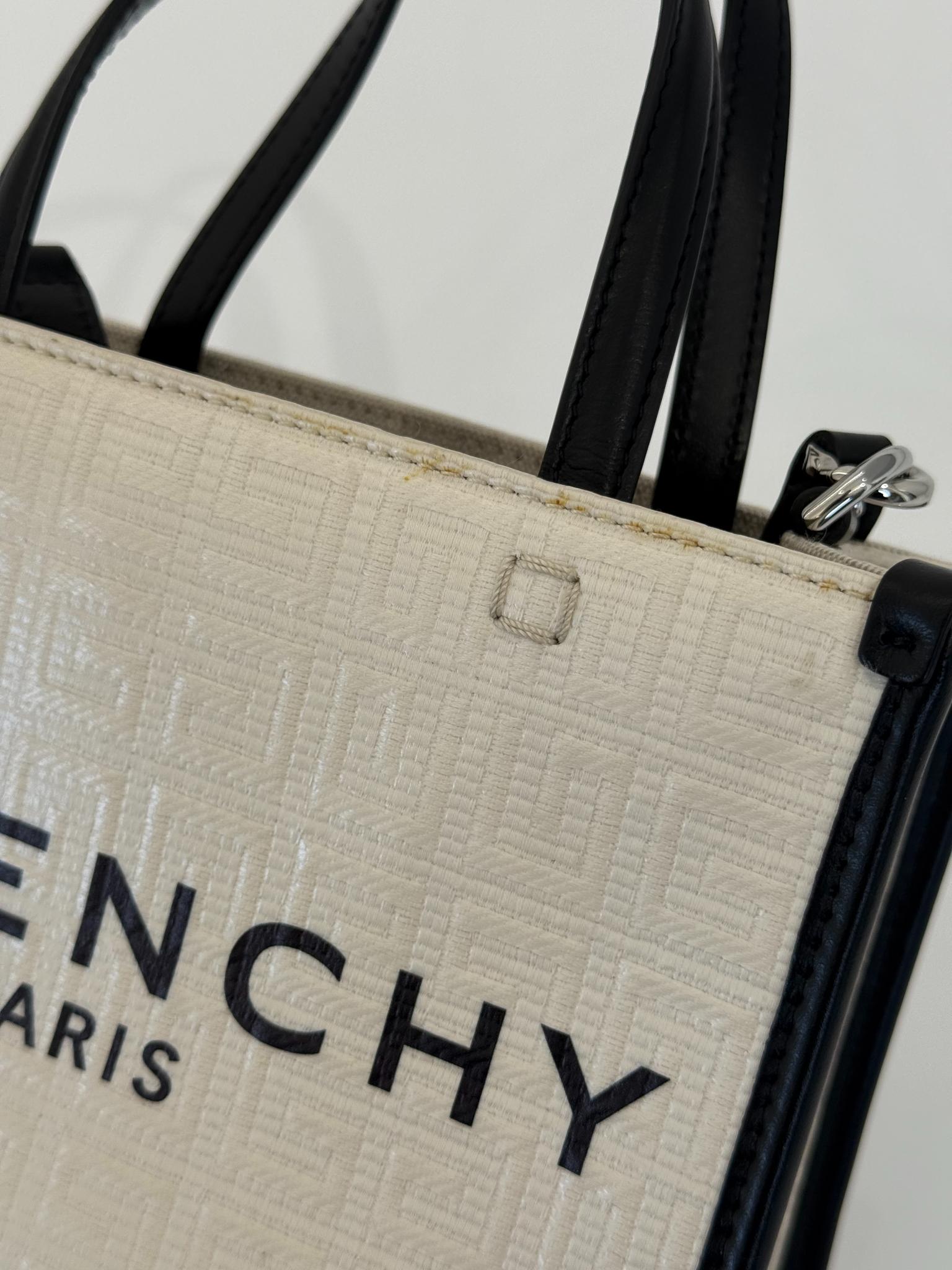 Givenchy G-Tote Ivory/Black Cotton-Blend Mini Tote Bag