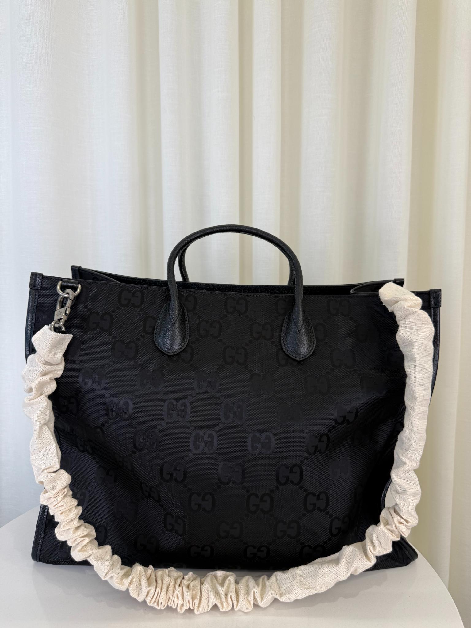 Gucci Econyl Nylon Monogram Large Off The Grid Tote Bag Black