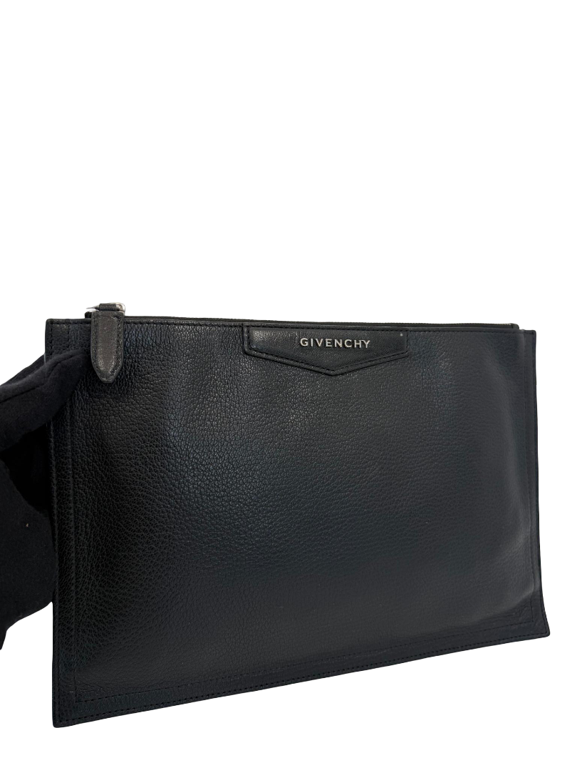 Givenchy Antigona Black Grained Goatskin Leather Pouch