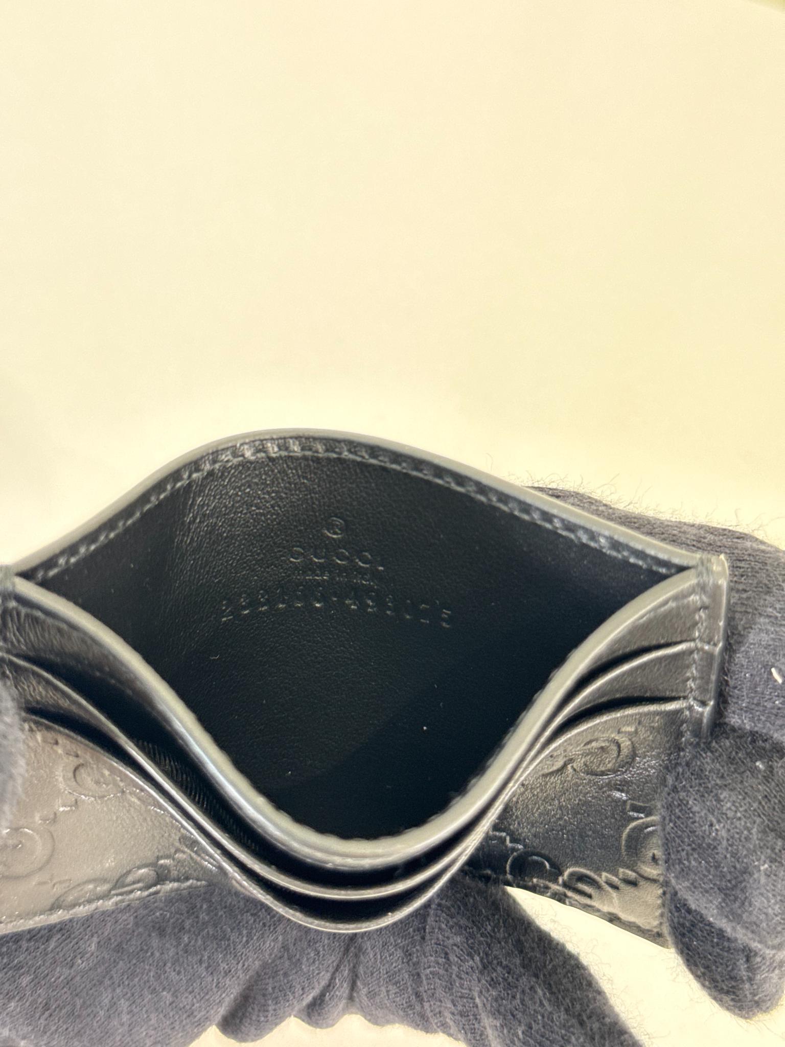Gucci GG Emblem Black Embossed Leather Card Case