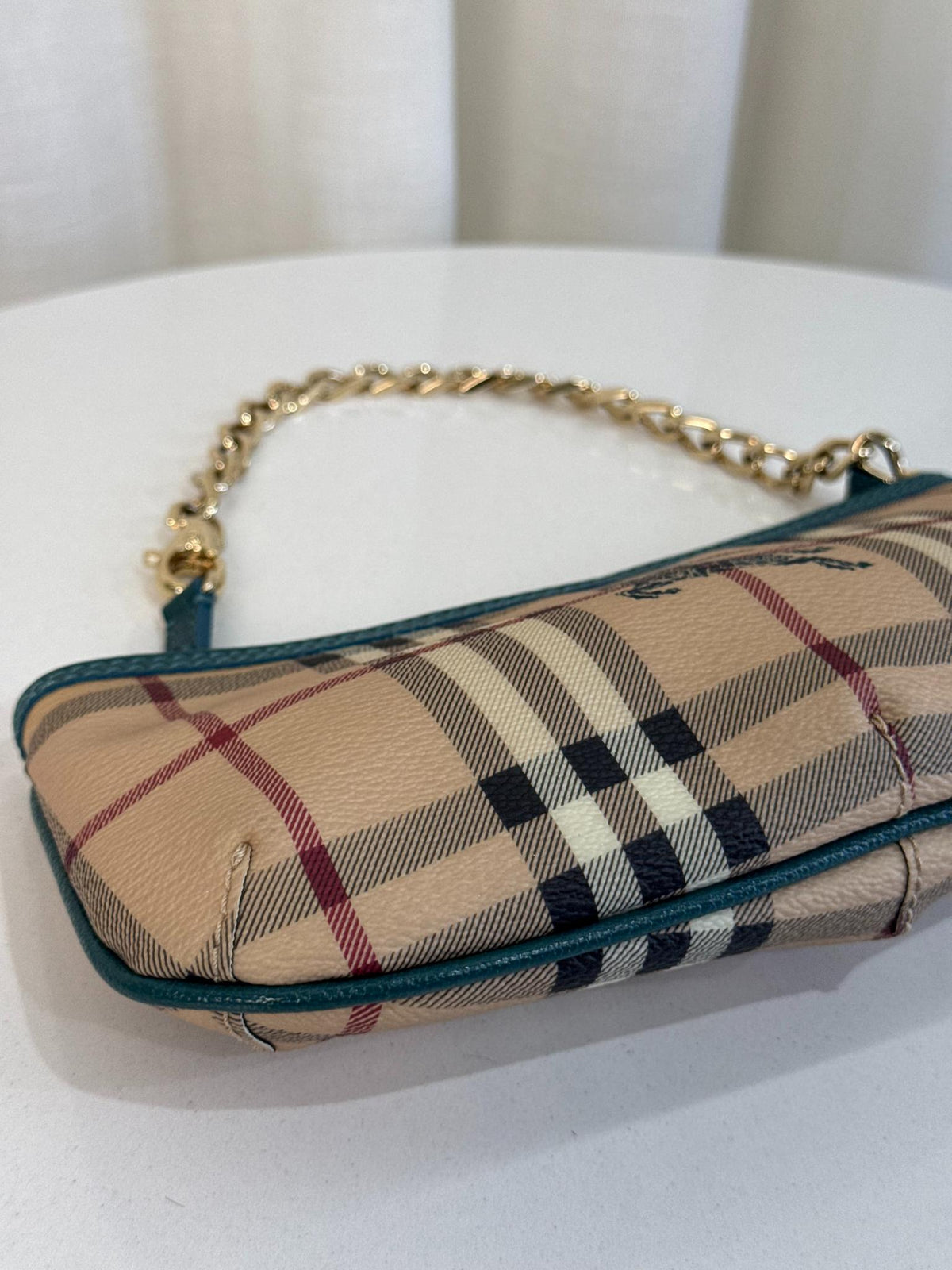 Burberry Anabel Pochette Beige/Blue Haymarket Check Coated Canvas