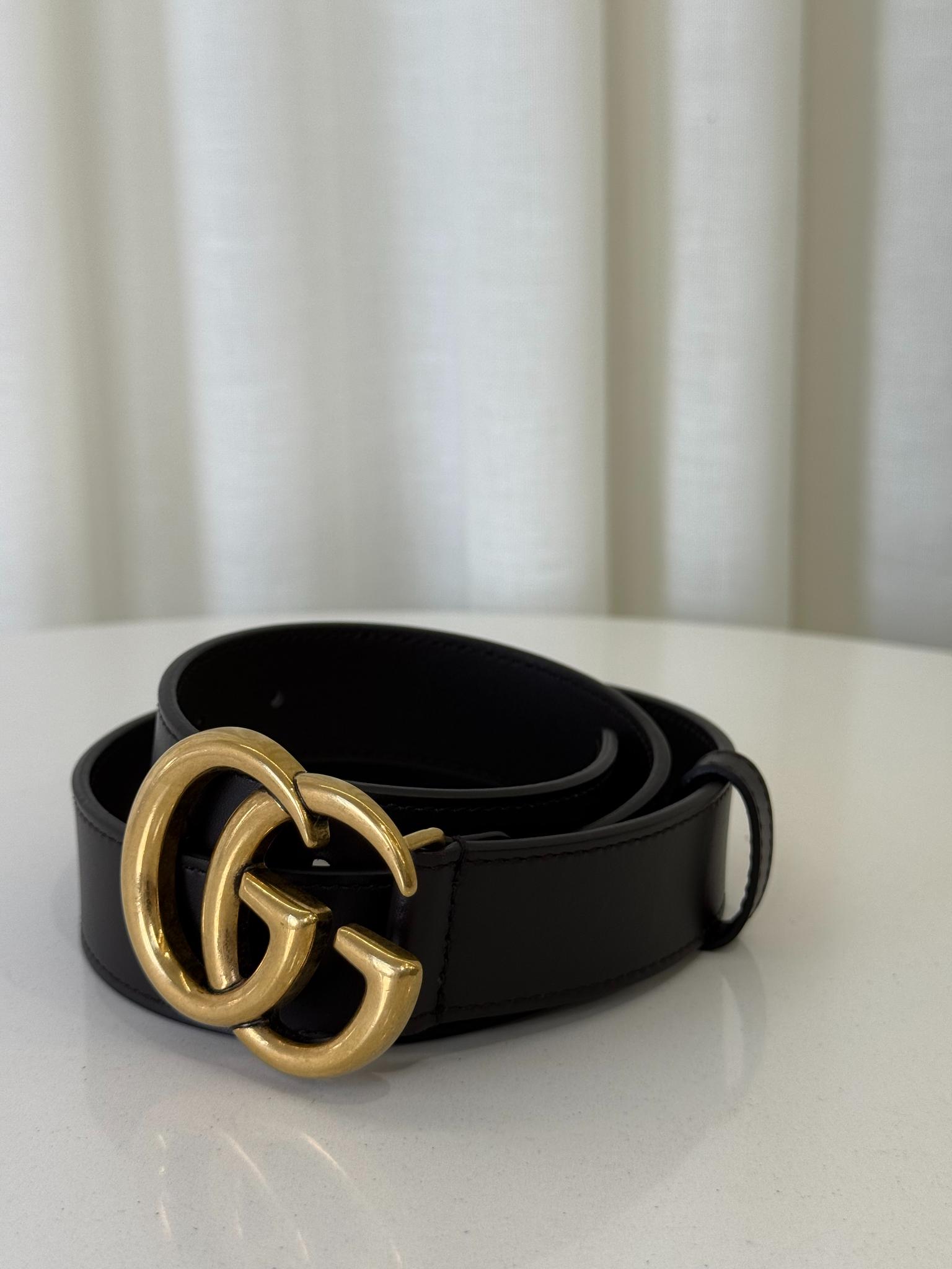 Gucci GG Marmont Black Leather Belt