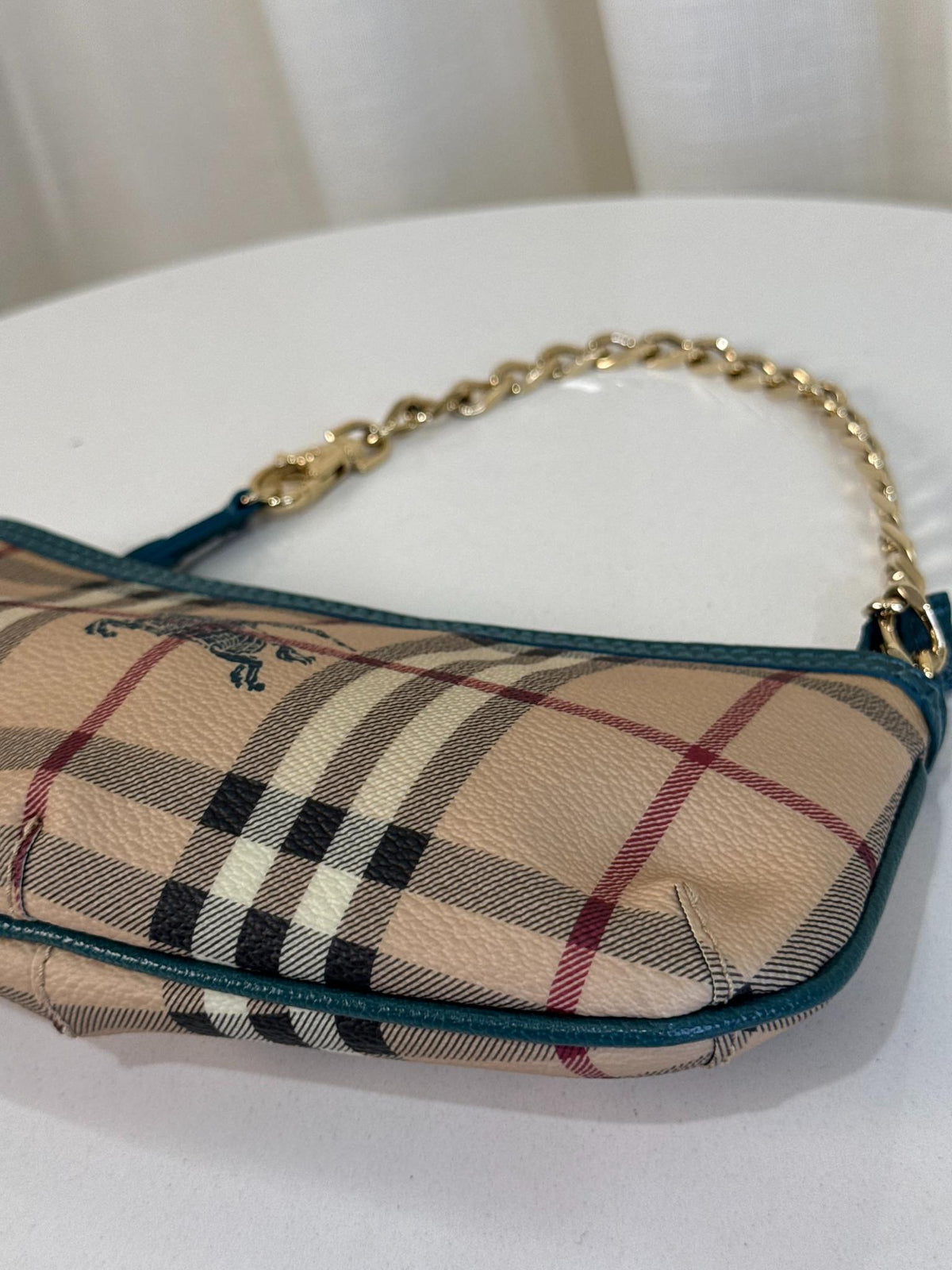 Burberry Anabel Pochette Beige/Blue Haymarket Check Coated Canvas