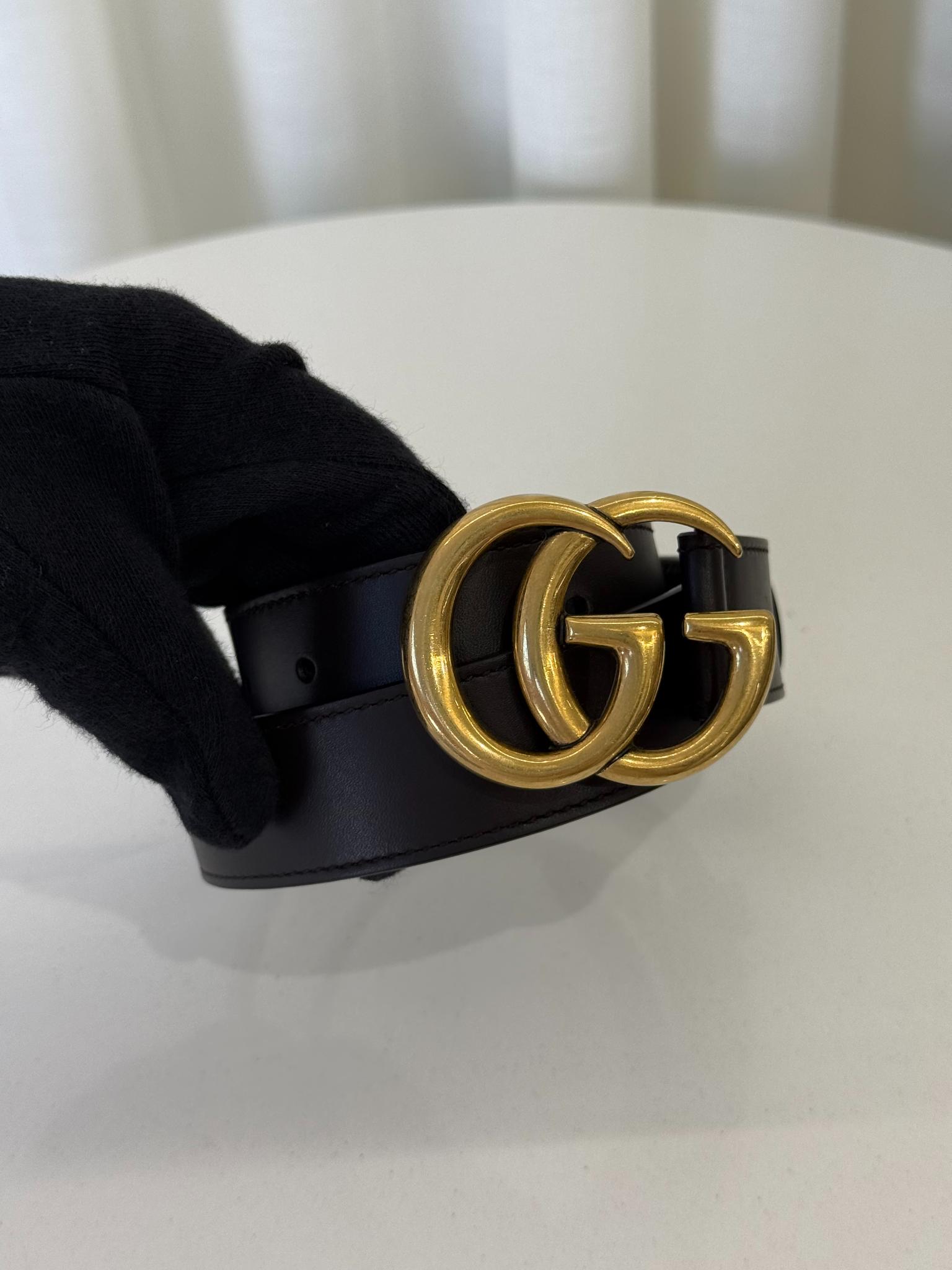 Gucci GG Marmont Black Leather Belt
