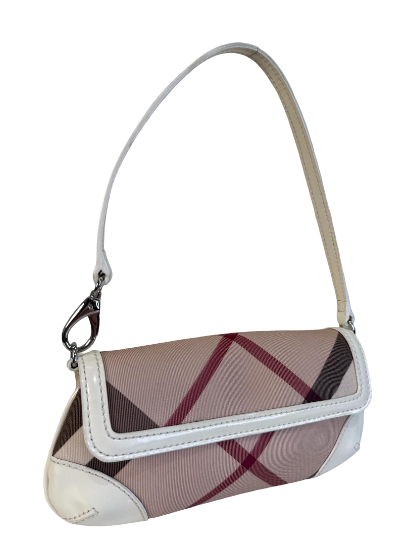Burberry Beige/White Nova Check Canvas and Leather Mini Pochette
