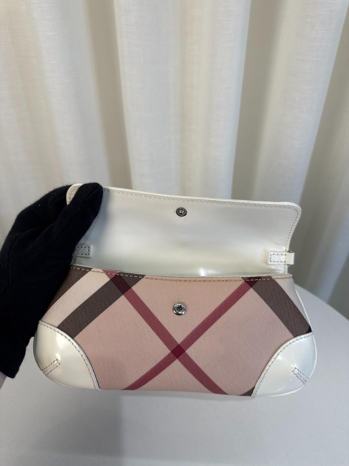 Burberry Beige/White Nova Check Canvas and Leather Mini Pochette