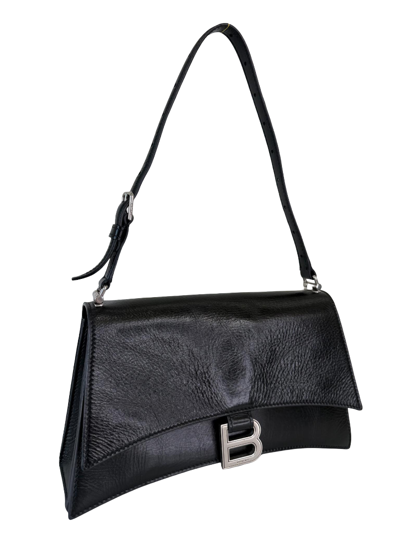 Balenciaga Crush Black Crinckled Calfskin Leather Small Shoulder Bag