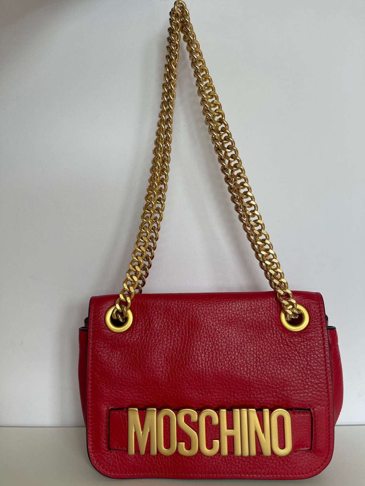 Moschino Fire Red Gold Crossbody Bag