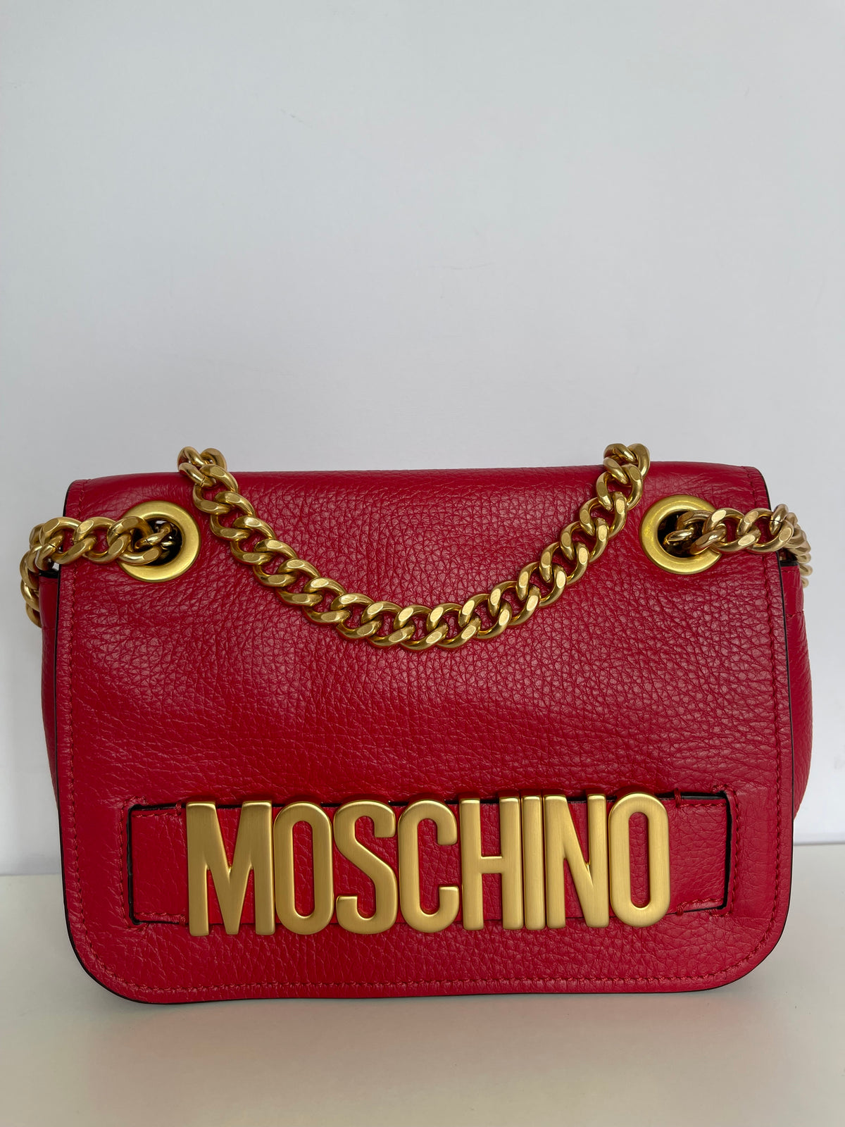 Moschino Fire Red Gold Crossbody Bag