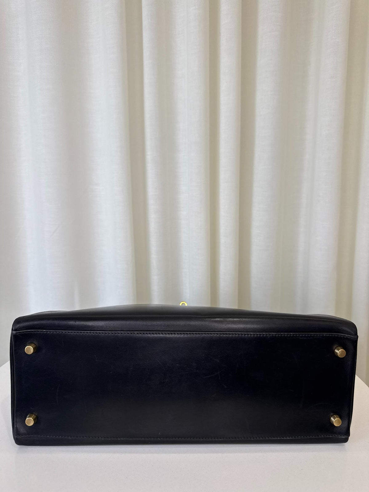 Hermès Vintage Kelly 35 Retourne Black Box GHW