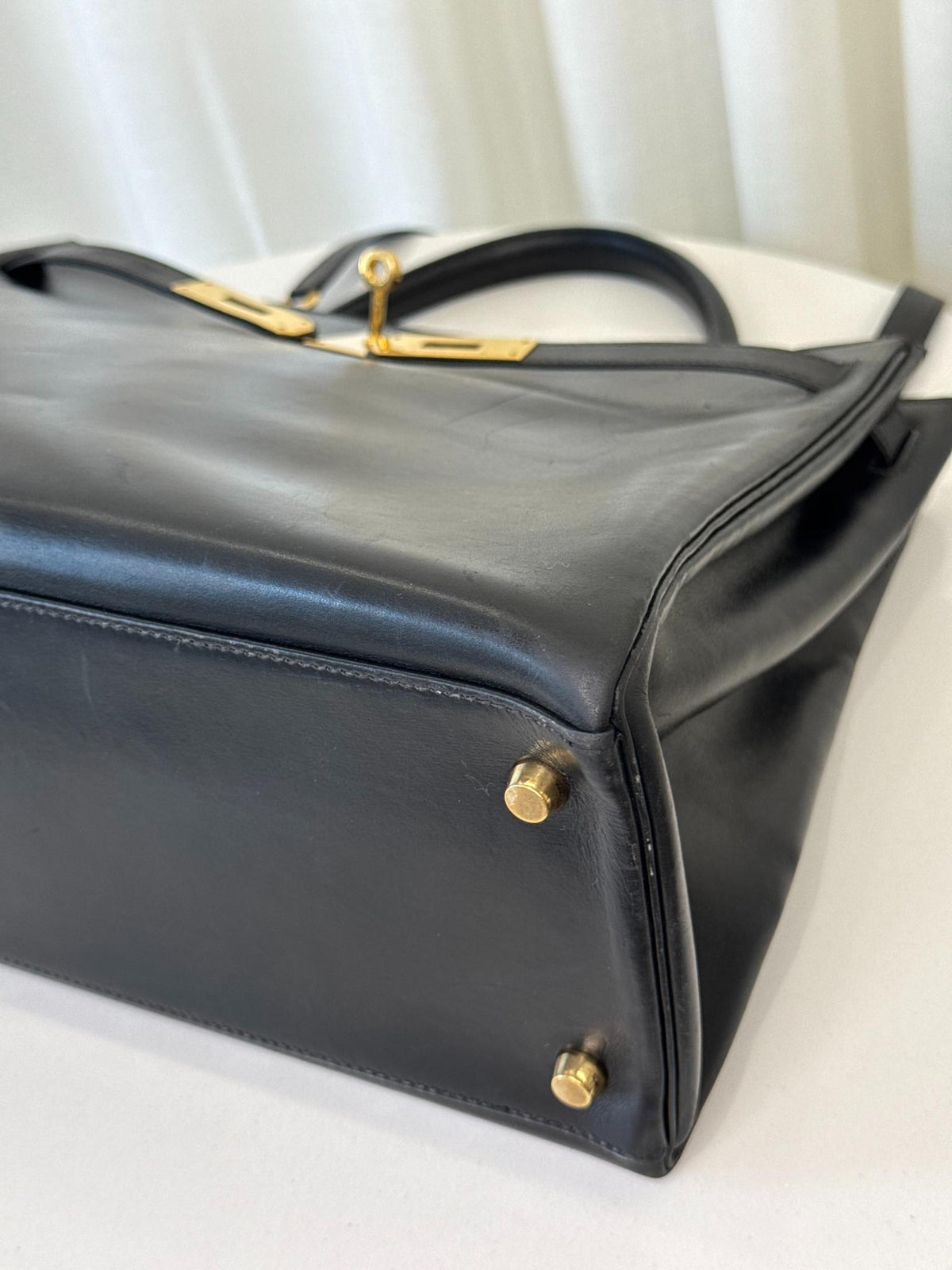 Hermès Vintage Kelly 35 Retourne Black Box GHW