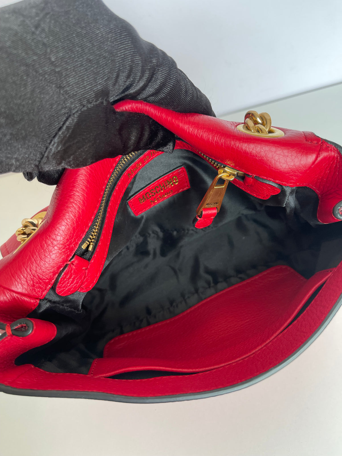 Moschino Fire Red Gold Crossbody Bag