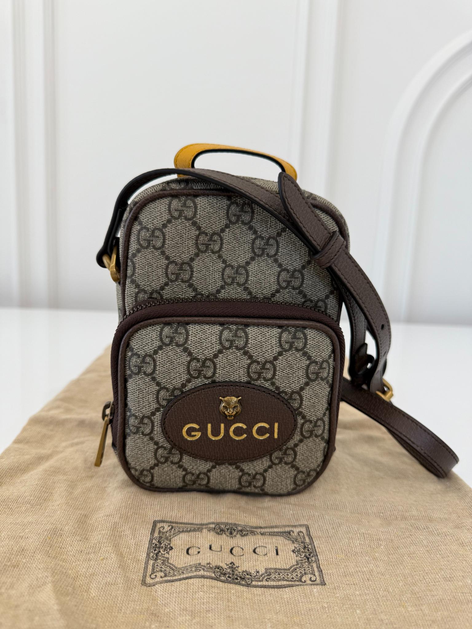 Gucci Beige/Ebony GG Supreme Canvas Neo Vintage Mini Crossbody Bag