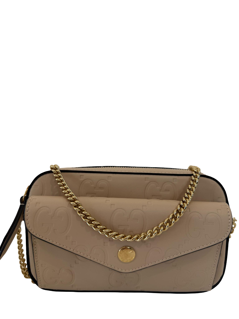 Gucci Gilbert Beige Calfskin Mini Envelope Crossbody Bag