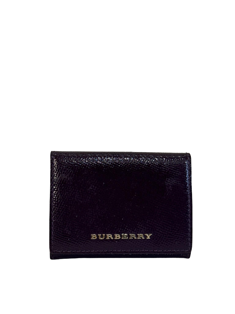 Burberry Black Grainy Leather Small Tri-Fold Wallet