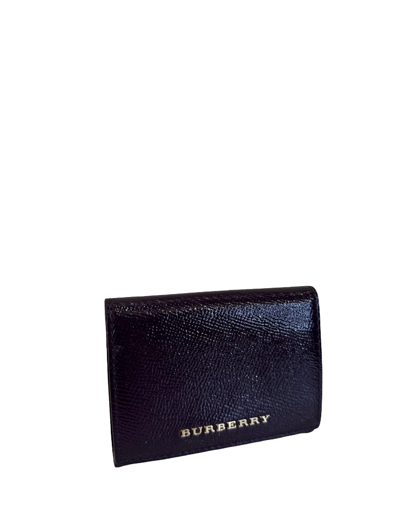 Burberry Black Grainy Leather Small Tri-Fold Wallet