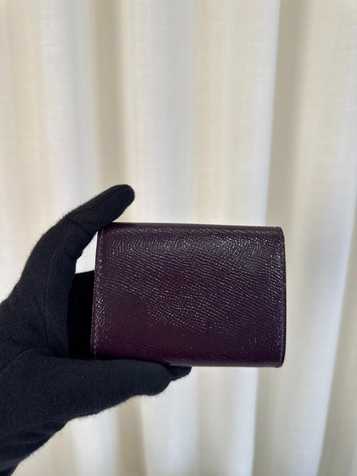 Burberry Black Grainy Leather Small Tri-Fold Wallet