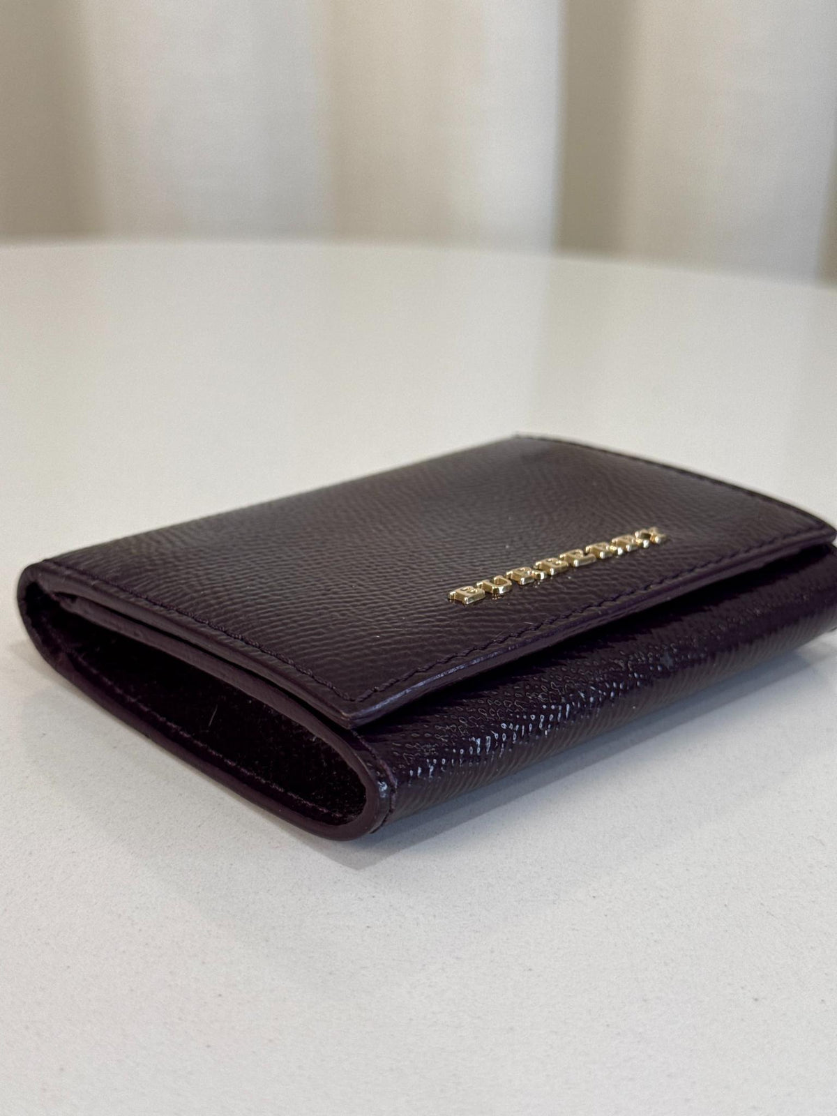Burberry Black Grainy Leather Small Tri-Fold Wallet