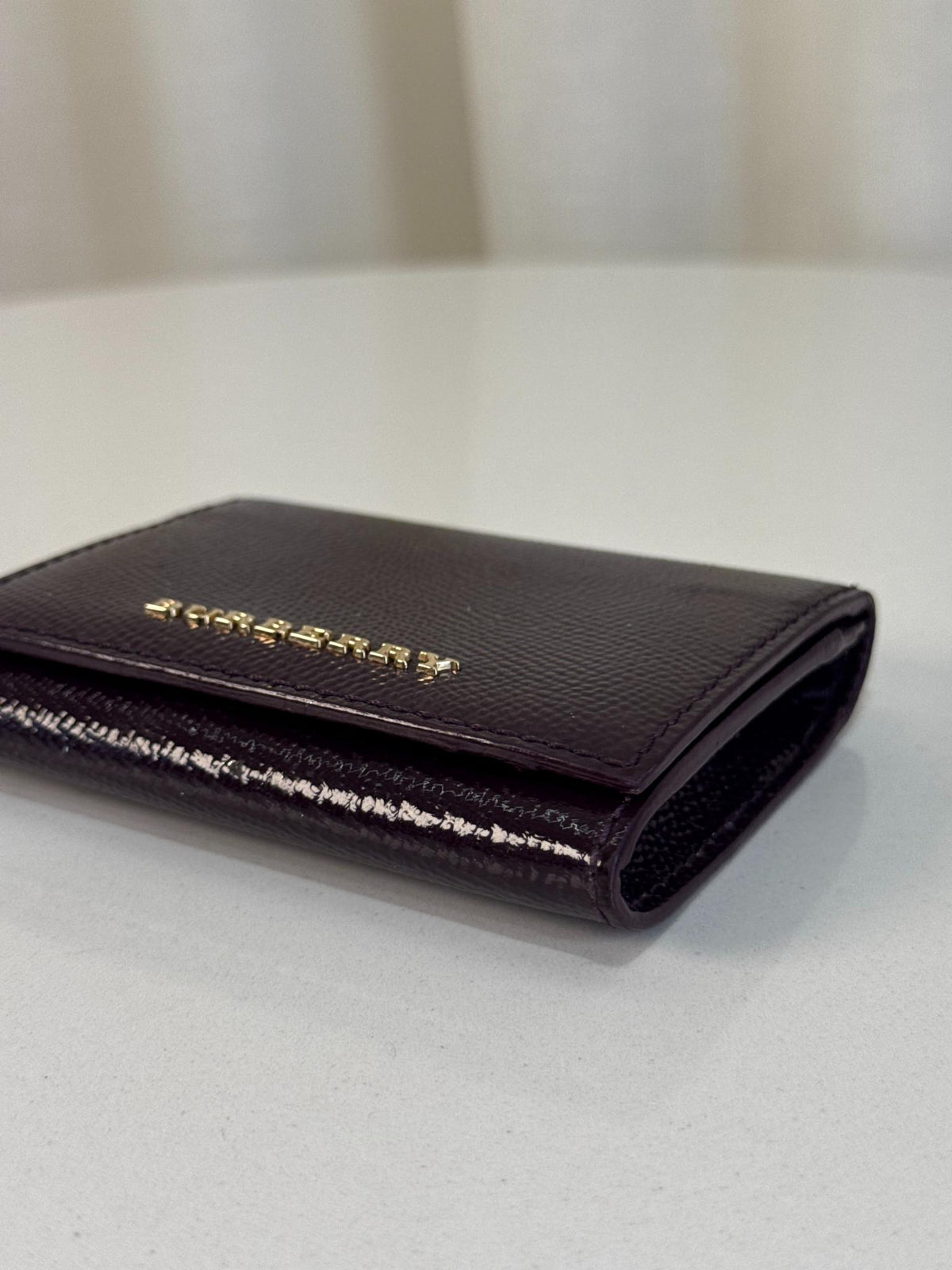 Burberry Black Grainy Leather Small Tri-Fold Wallet