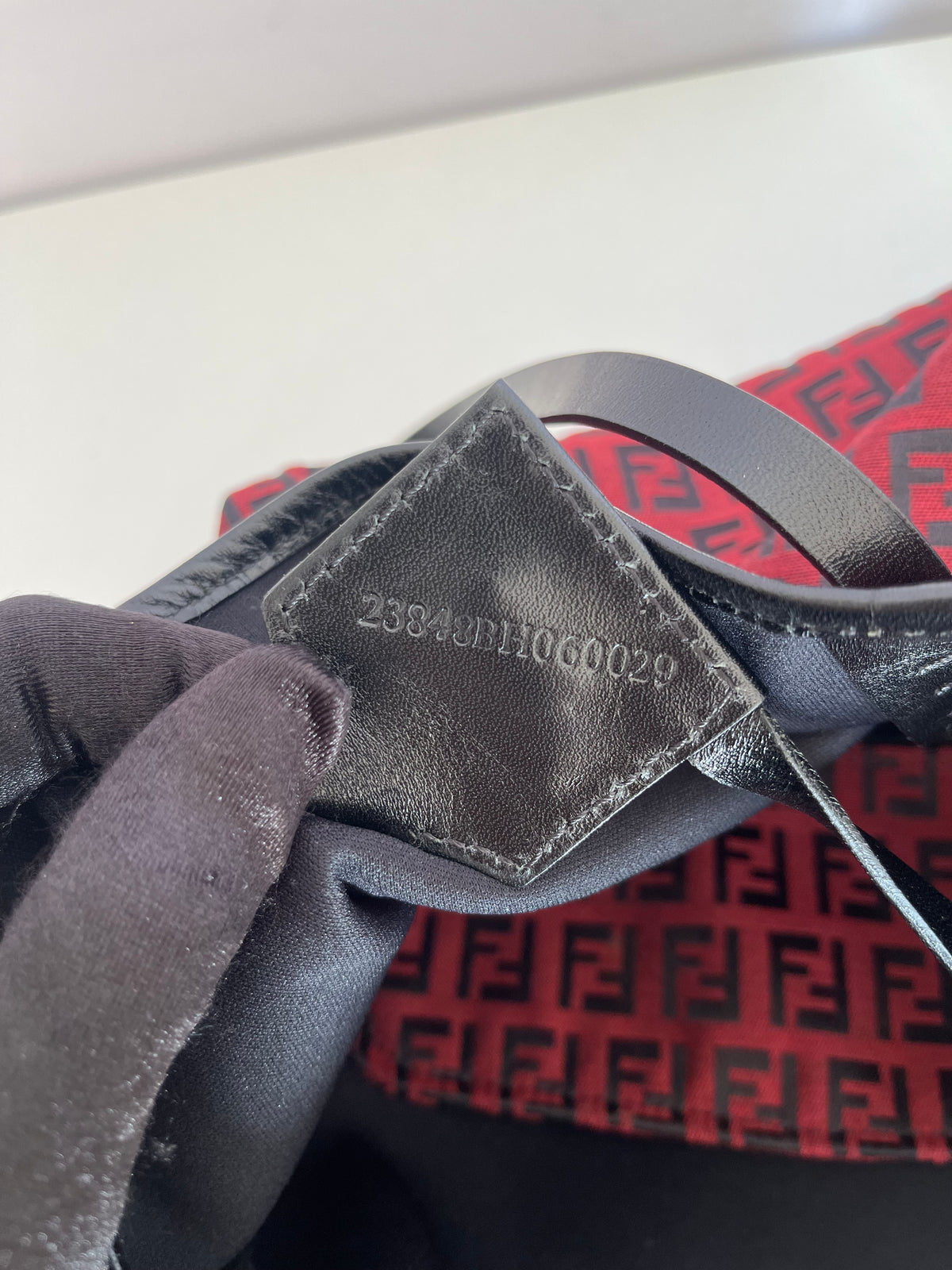 Fendi Red/Black Zucchino Canvas Mini Roll Tote with Pouch