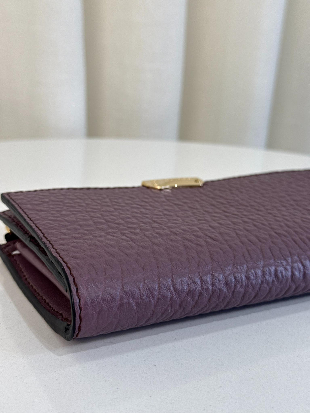 Burberry Purple Grained Leather Madison Continental Wallet
