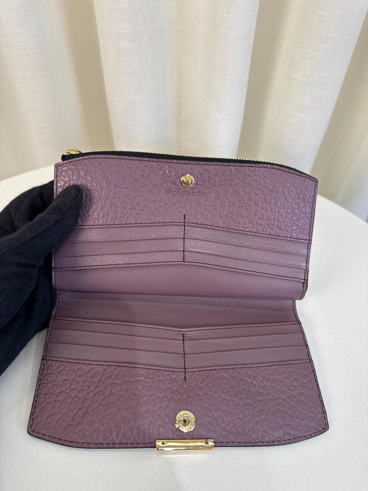 Burberry Purple Grained Leather Madison Continental Wallet