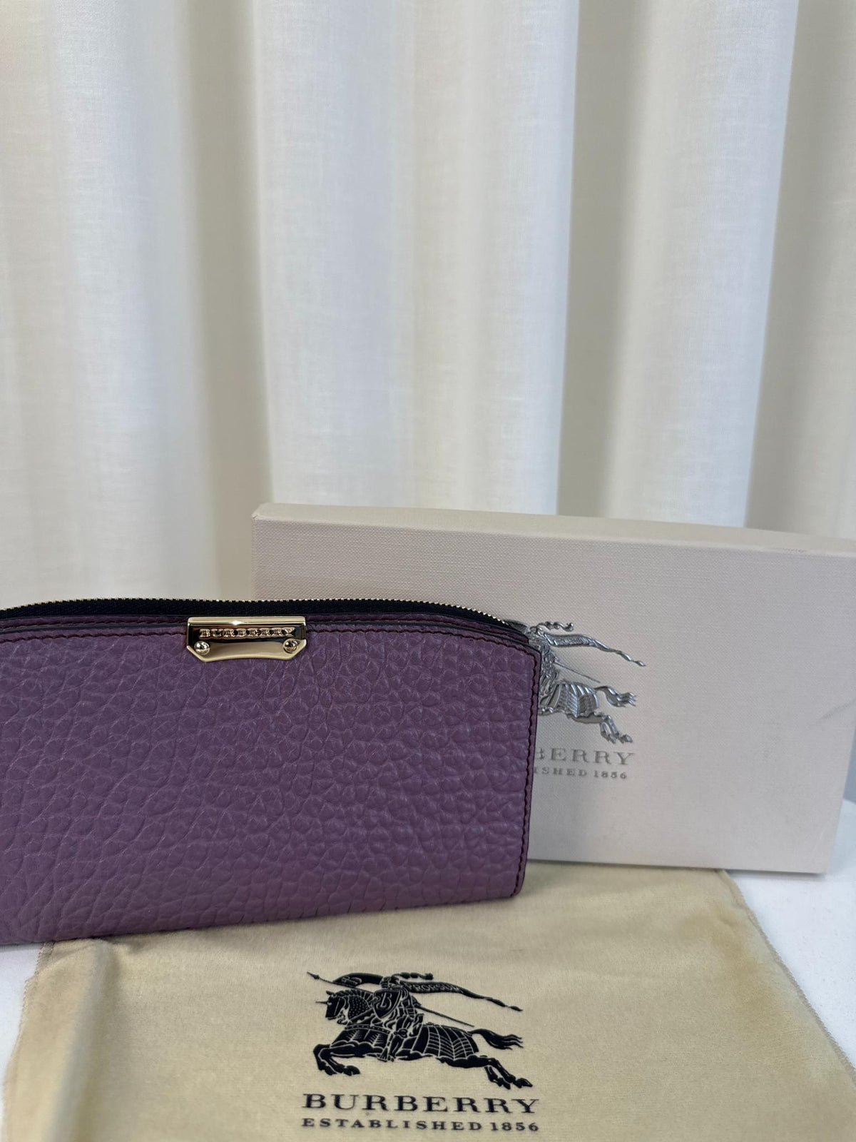 Burberry Purple Grained Leather Madison Continental Wallet