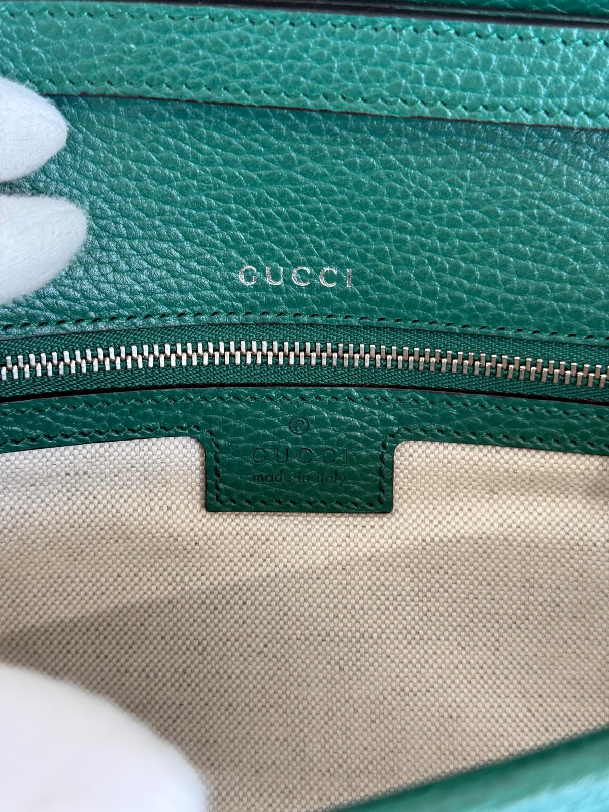 Gucci Dionysus East-West Small Emerald Leather Bag With Web Studded Strap