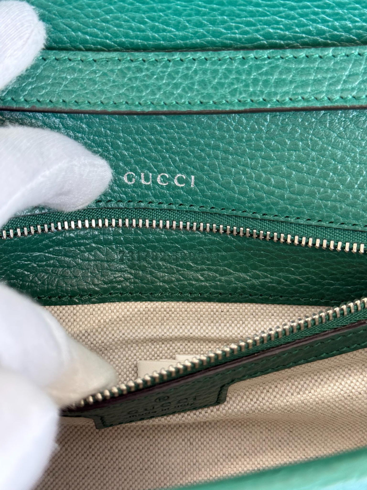 Gucci Dionysus East-West Small Emerald Leather Bag With Web Studded Strap