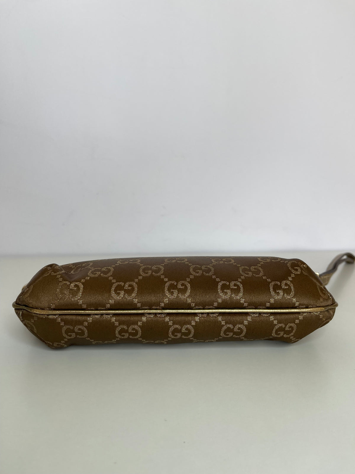 Gucci Brown GG Nylon and Leather Princy Wristlet Clutch