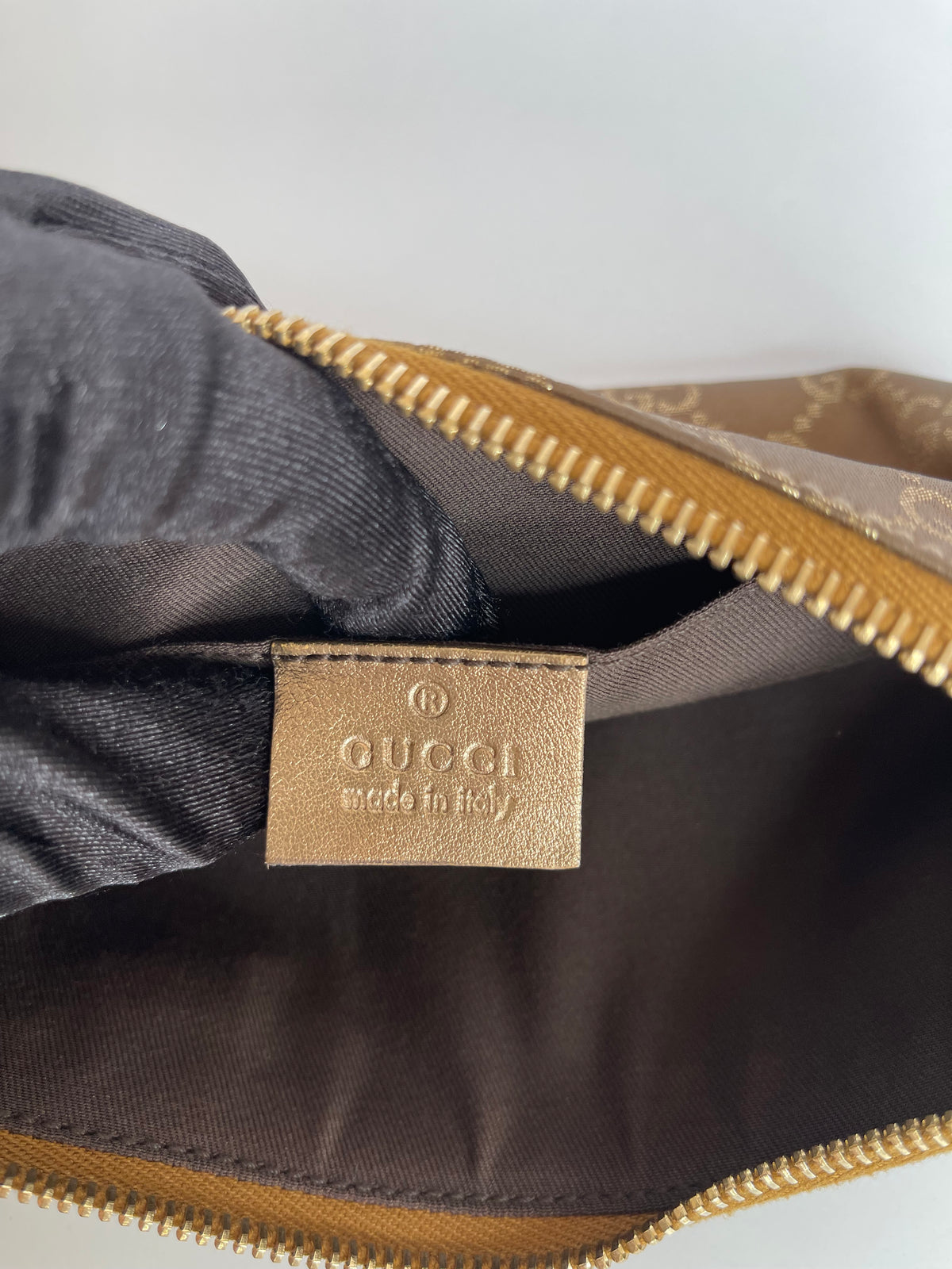 Gucci Brown GG Nylon and Leather Princy Wristlet Clutch