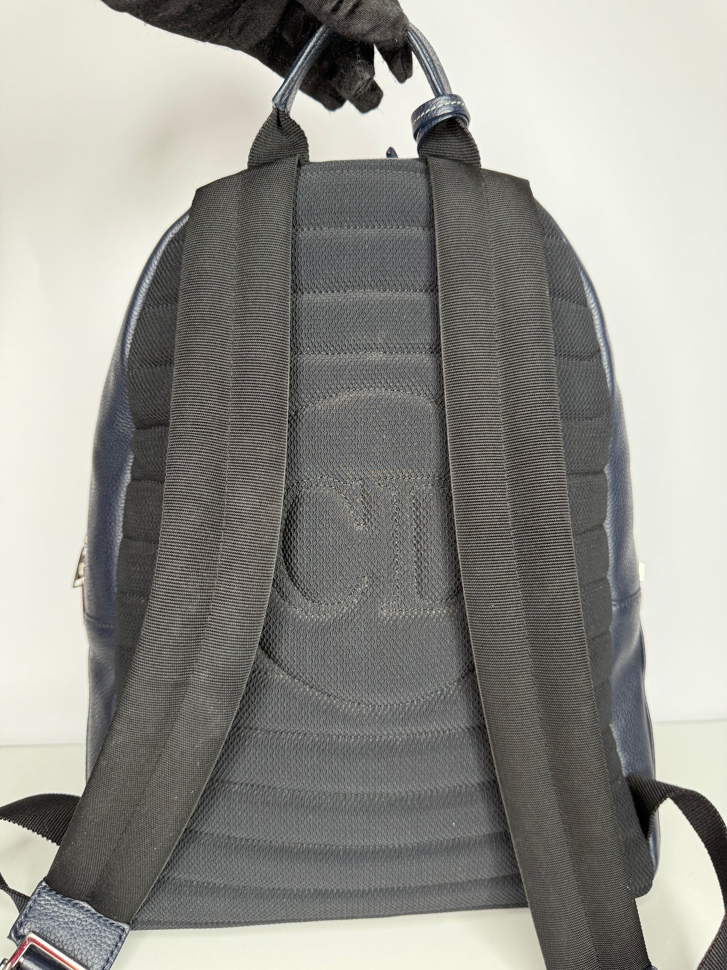 Dior Homme Atelier Logo Leather Backpack Navy Blue
