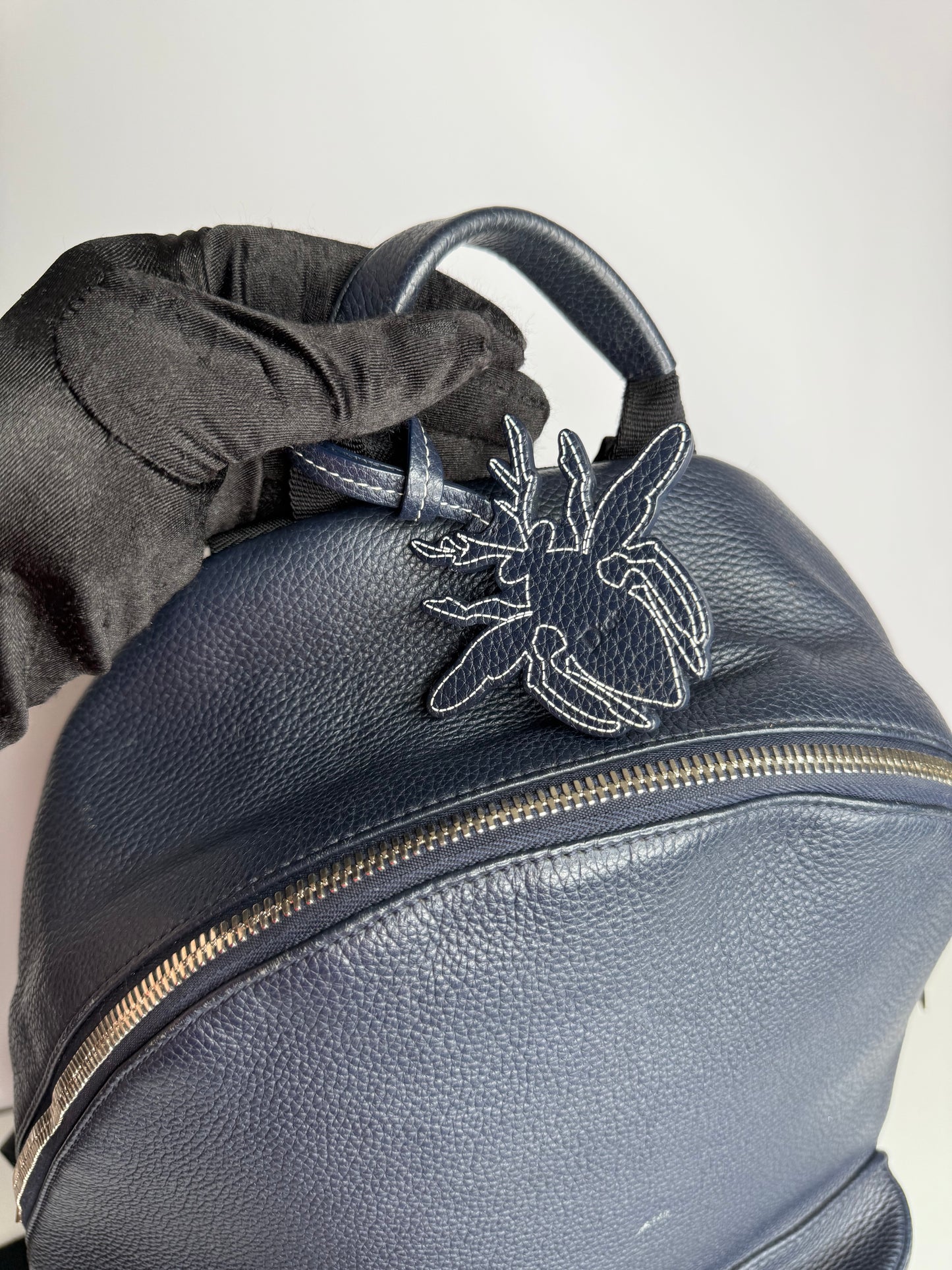 Dior Homme Atelier Logo Leather Backpack Navy Blue