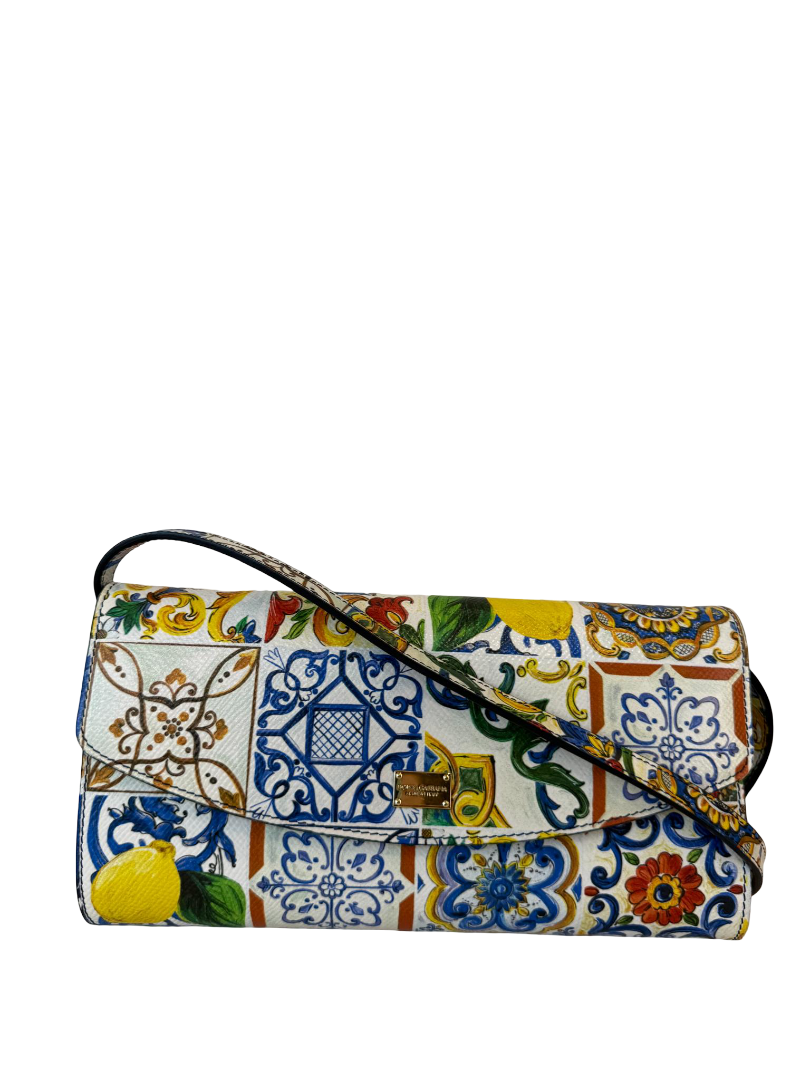 Dolce Gabbana Multicolor Dauphine Majolica Clutch Crossbody Bag