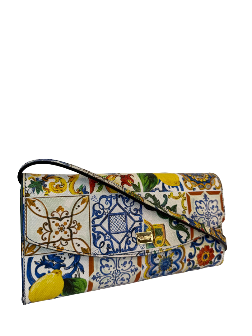 Dolce Gabbana Multicolor Dauphine Majolica Clutch Crossbody Bag