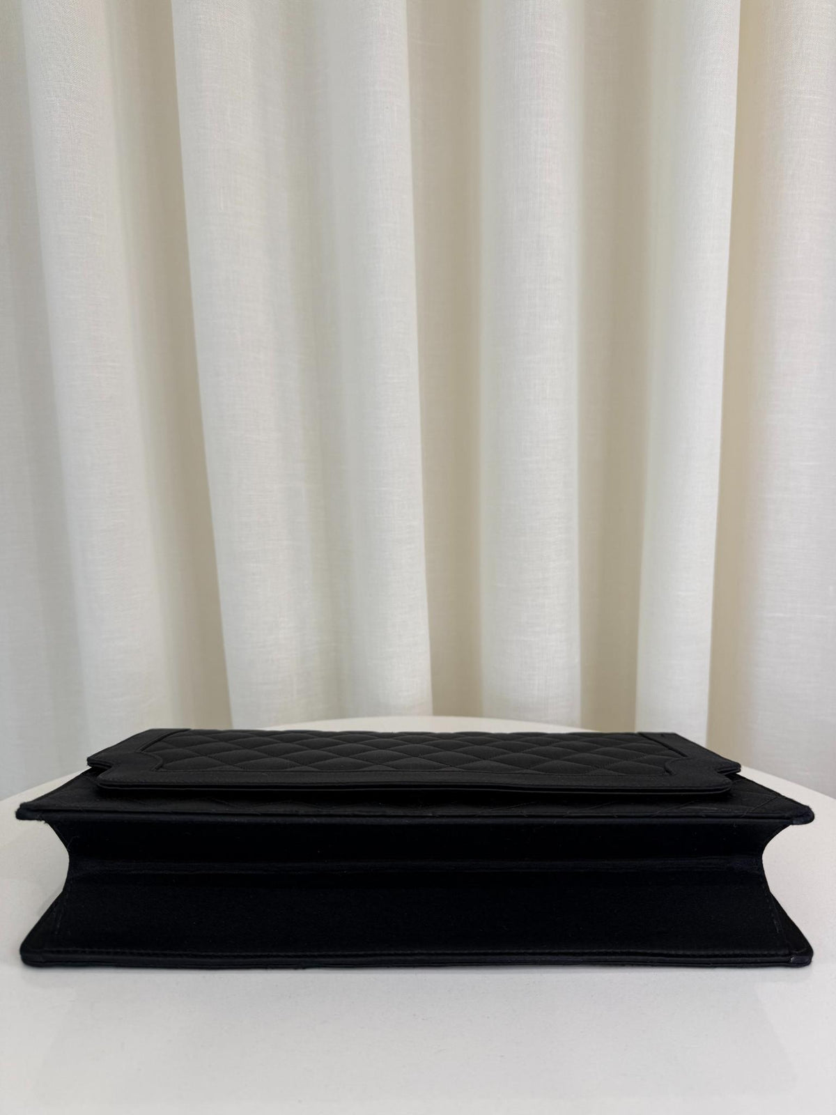 Chanel Vintage Black Quilted Satin Pochette