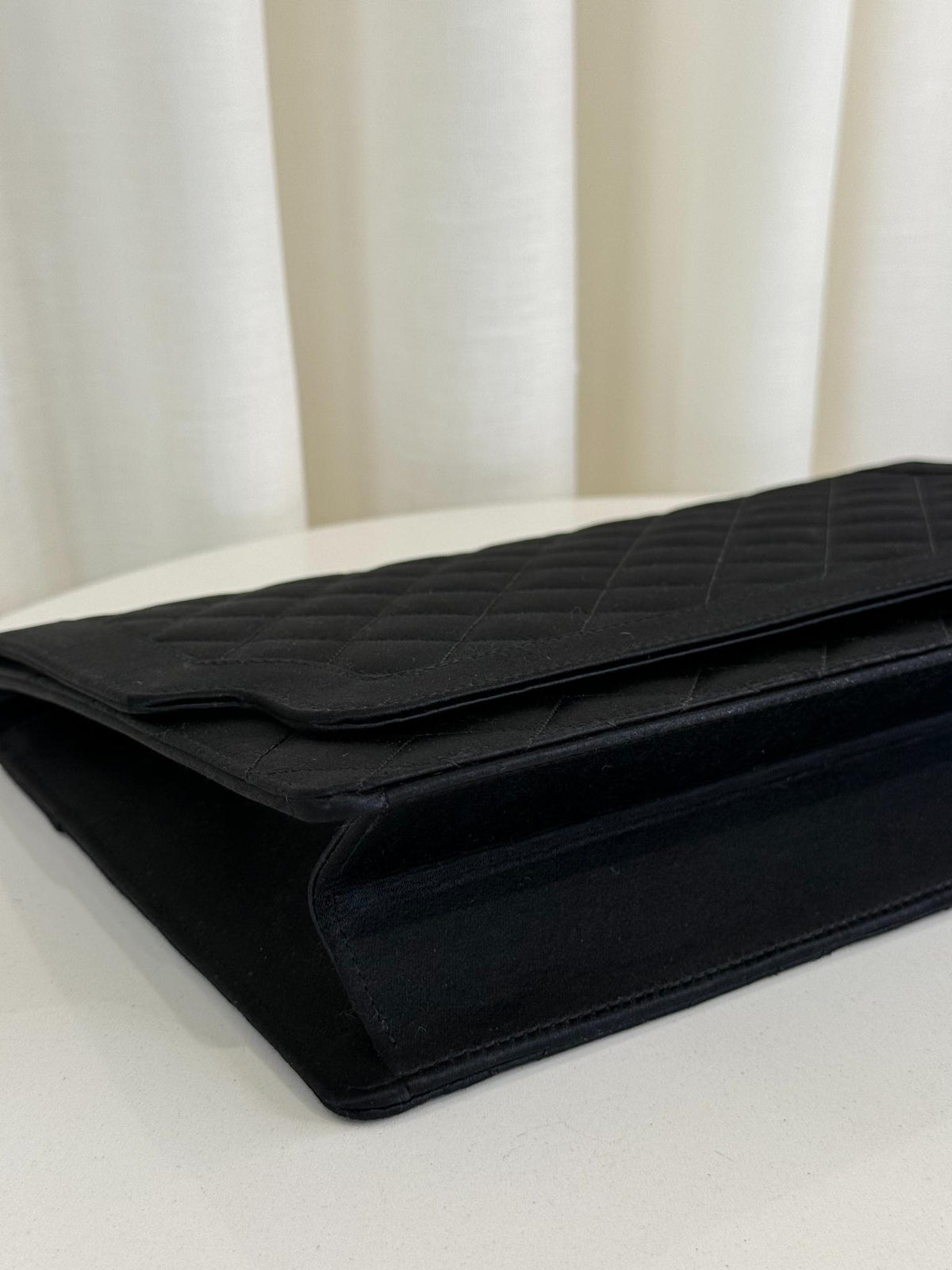 Chanel Vintage Black Quilted Satin Pochette