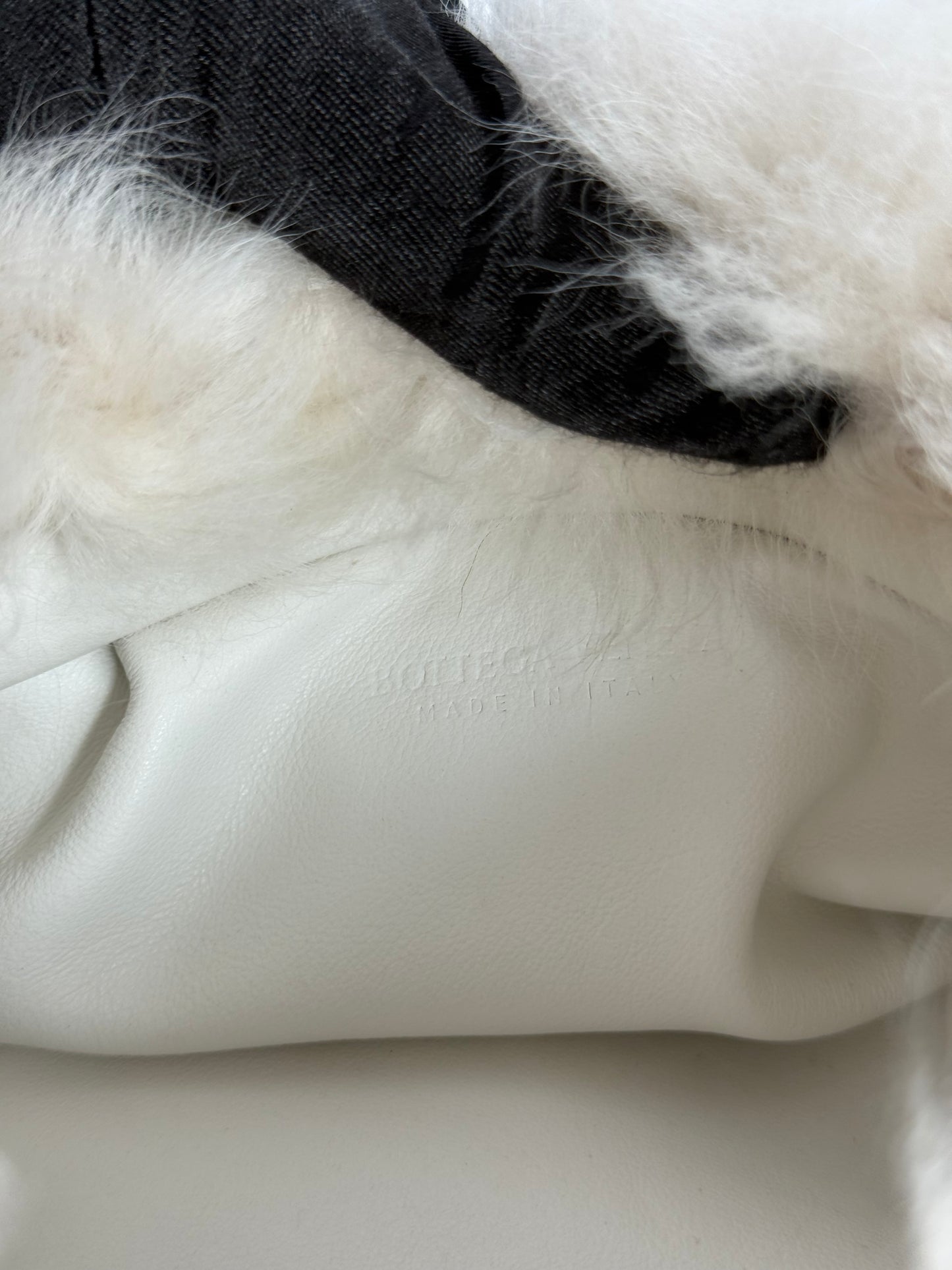 Bottega Veneta Shearling The Pouch Chain Beige