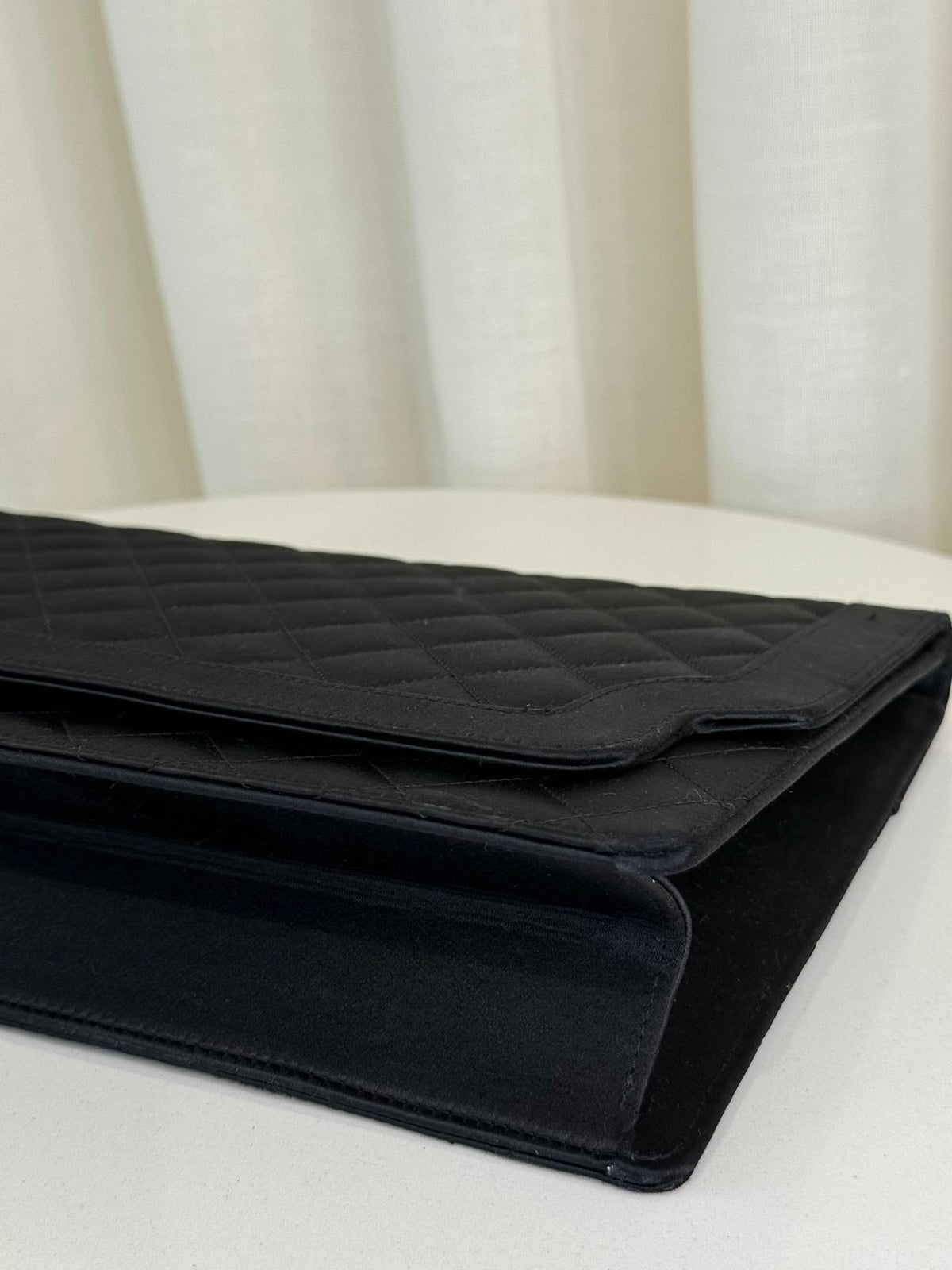 Chanel Vintage Black Quilted Satin Pochette