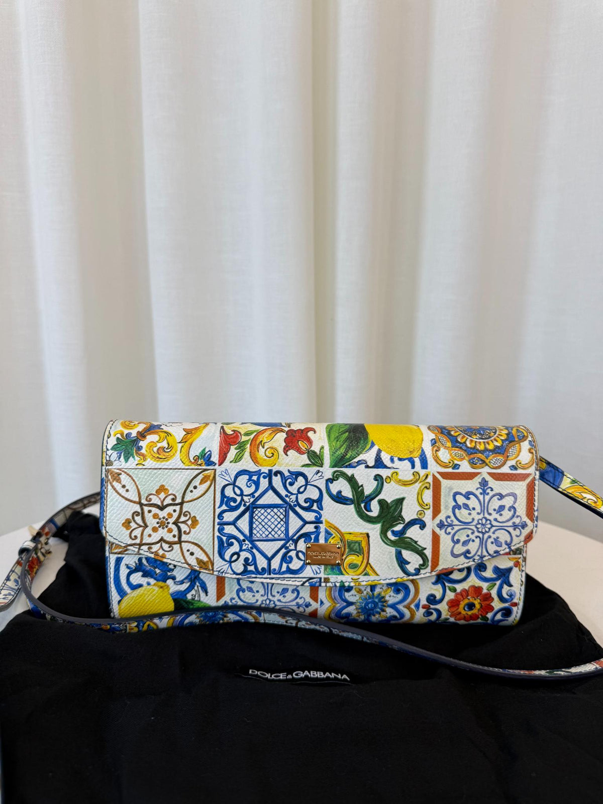 Dolce Gabbana Multicolor Dauphine Majolica Clutch Crossbody Bag