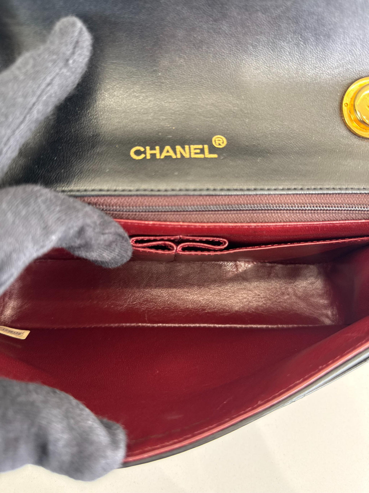 Chanel Classic Vintage Black Quilted Lambskin Leather Top Handle Chain Bag