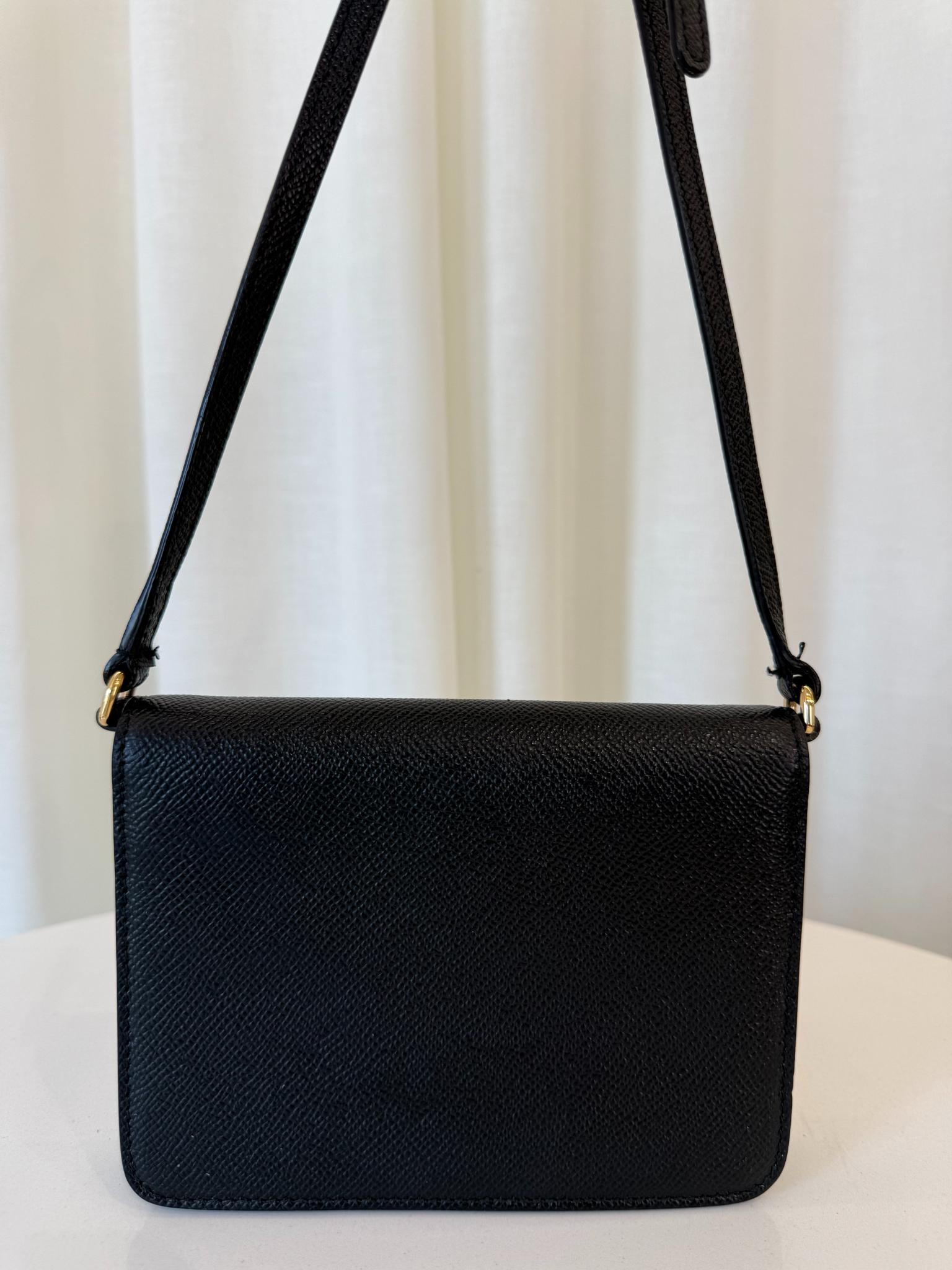 Dolce Gabbana Black Dauphine Leather Crossbody Bag