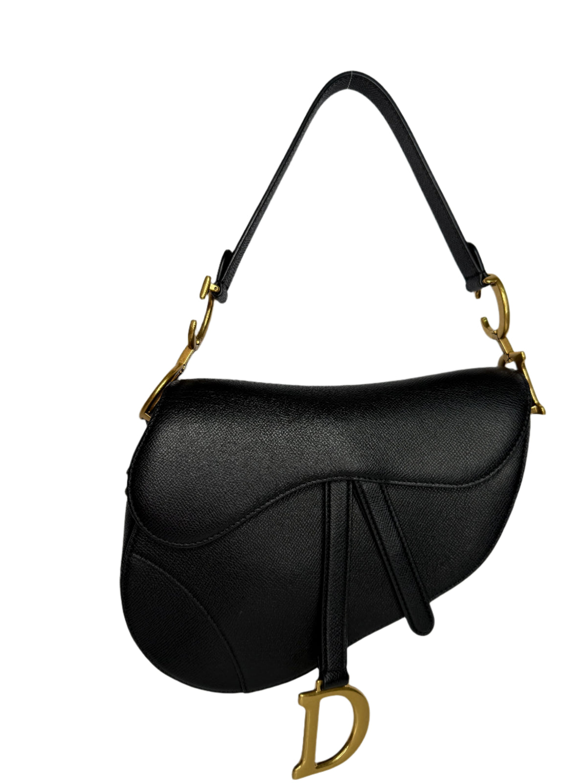 Christian Dior Grained Calfskin Saddle Bag Black
