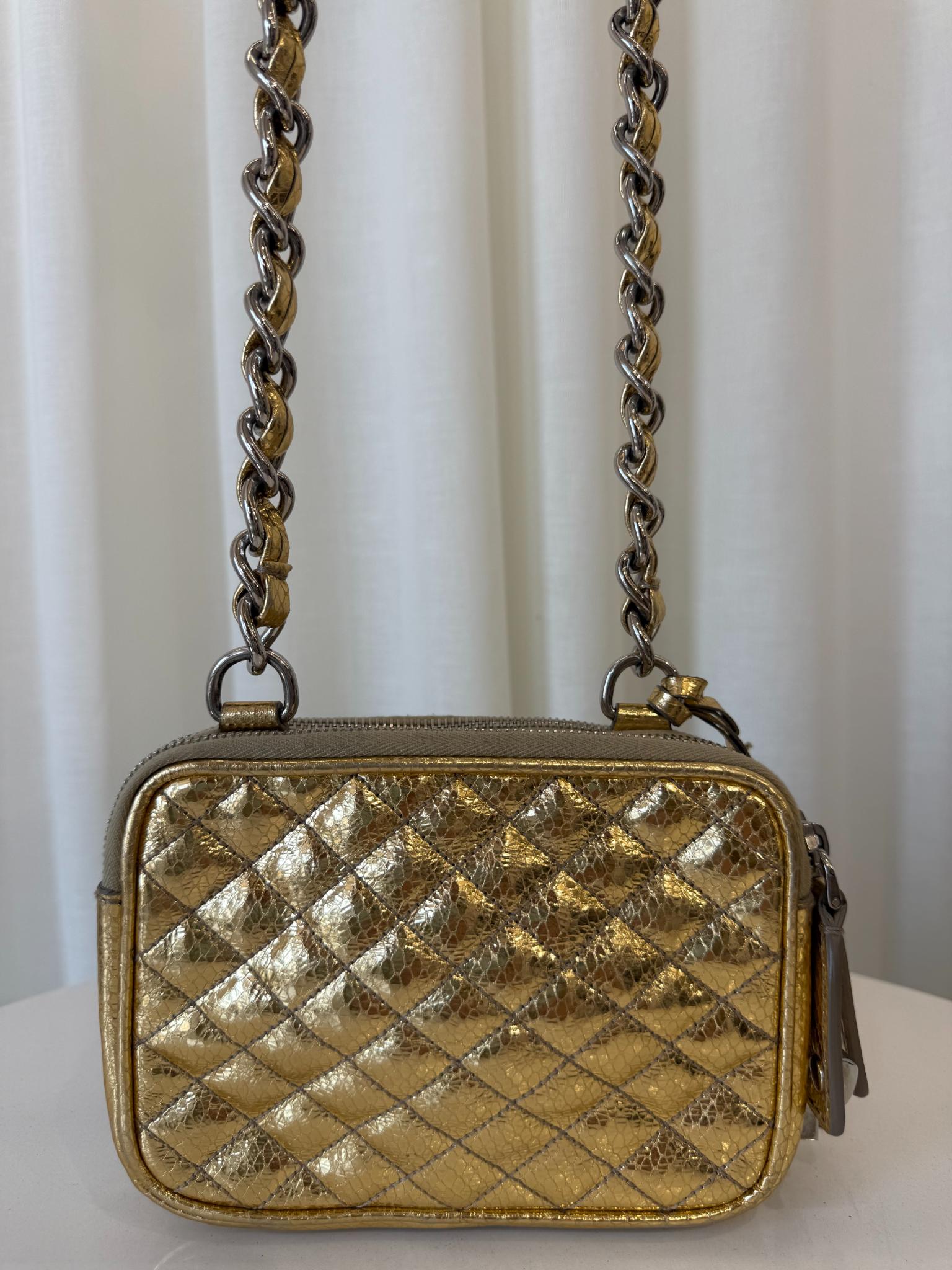 Dolce Gabbana Lily Glam Metallic Gold Camera Bag