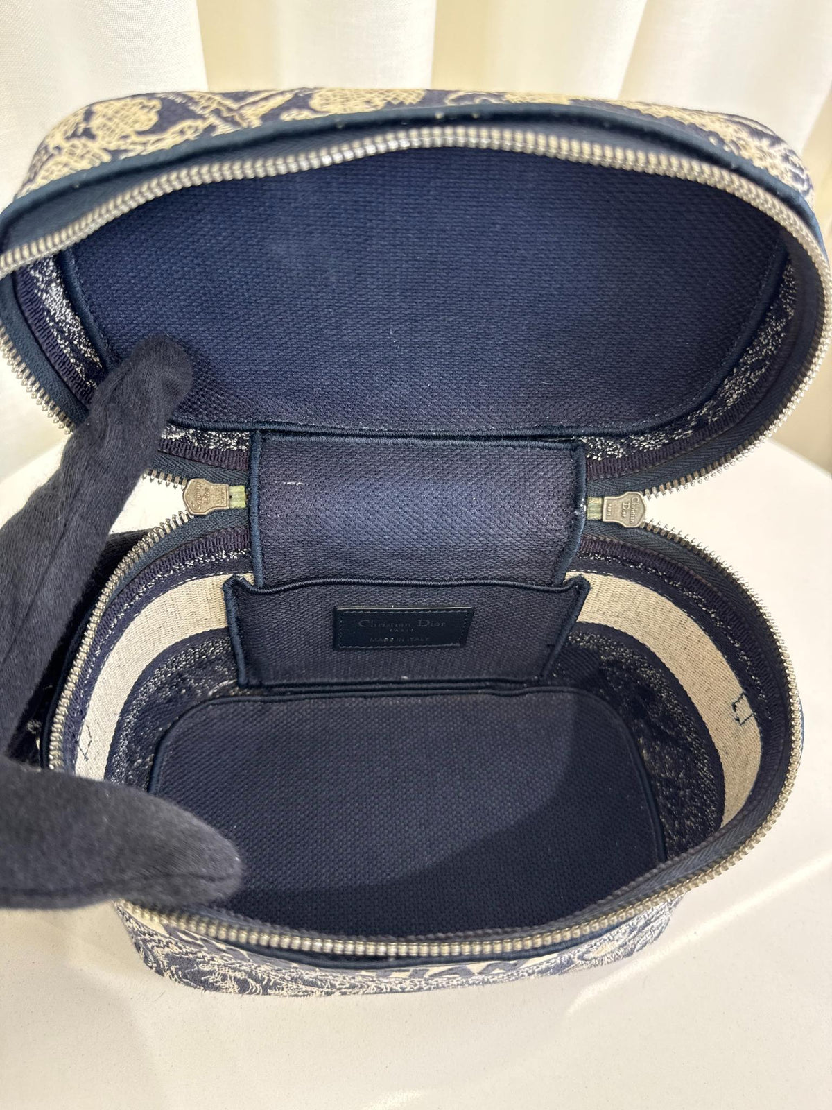 Christian Dior Toile de Jouy DiorTravel Vanity Case Blue Embroidered Canvas