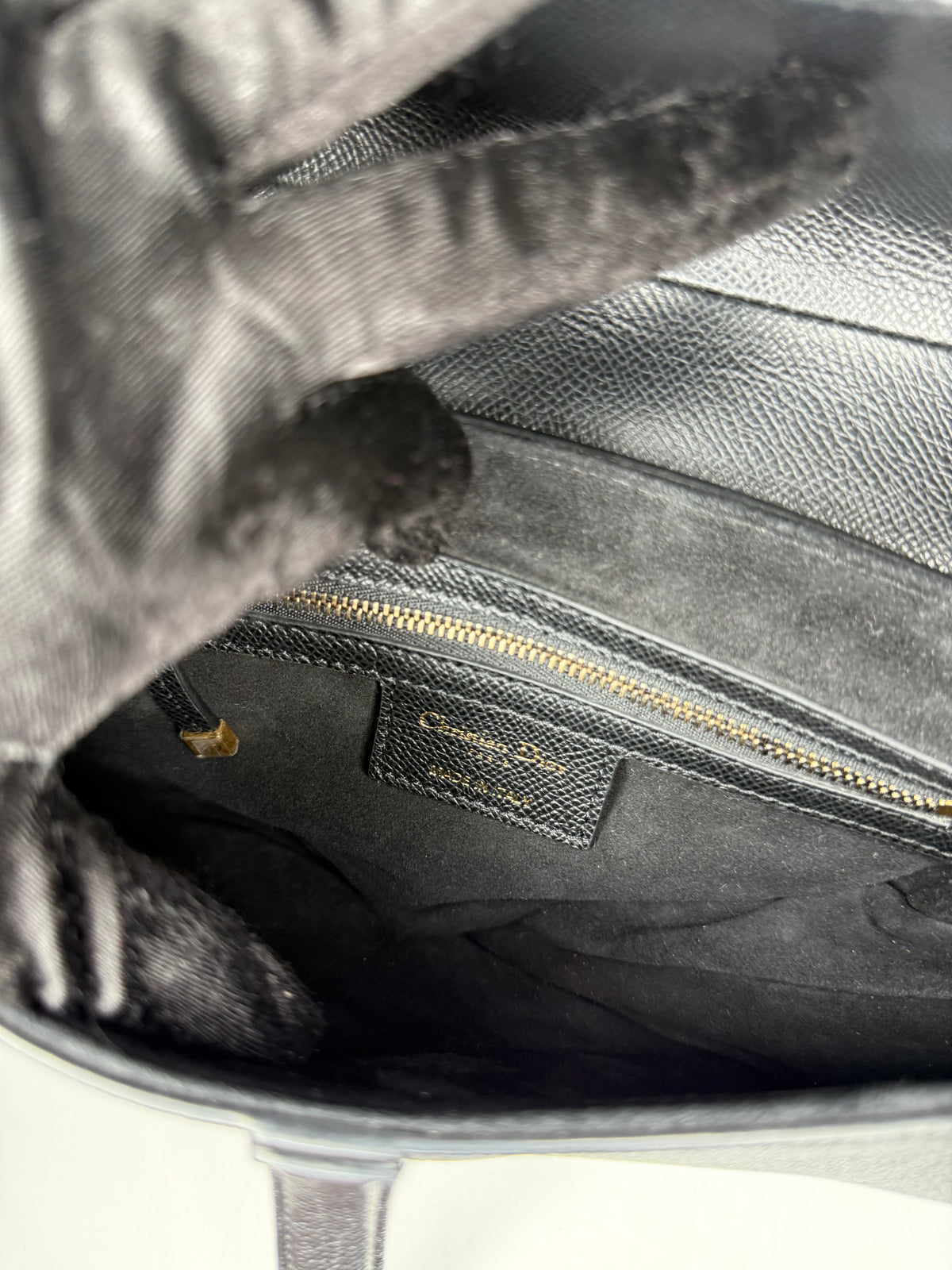Christian Dior Grained Calfskin Saddle Bag Black