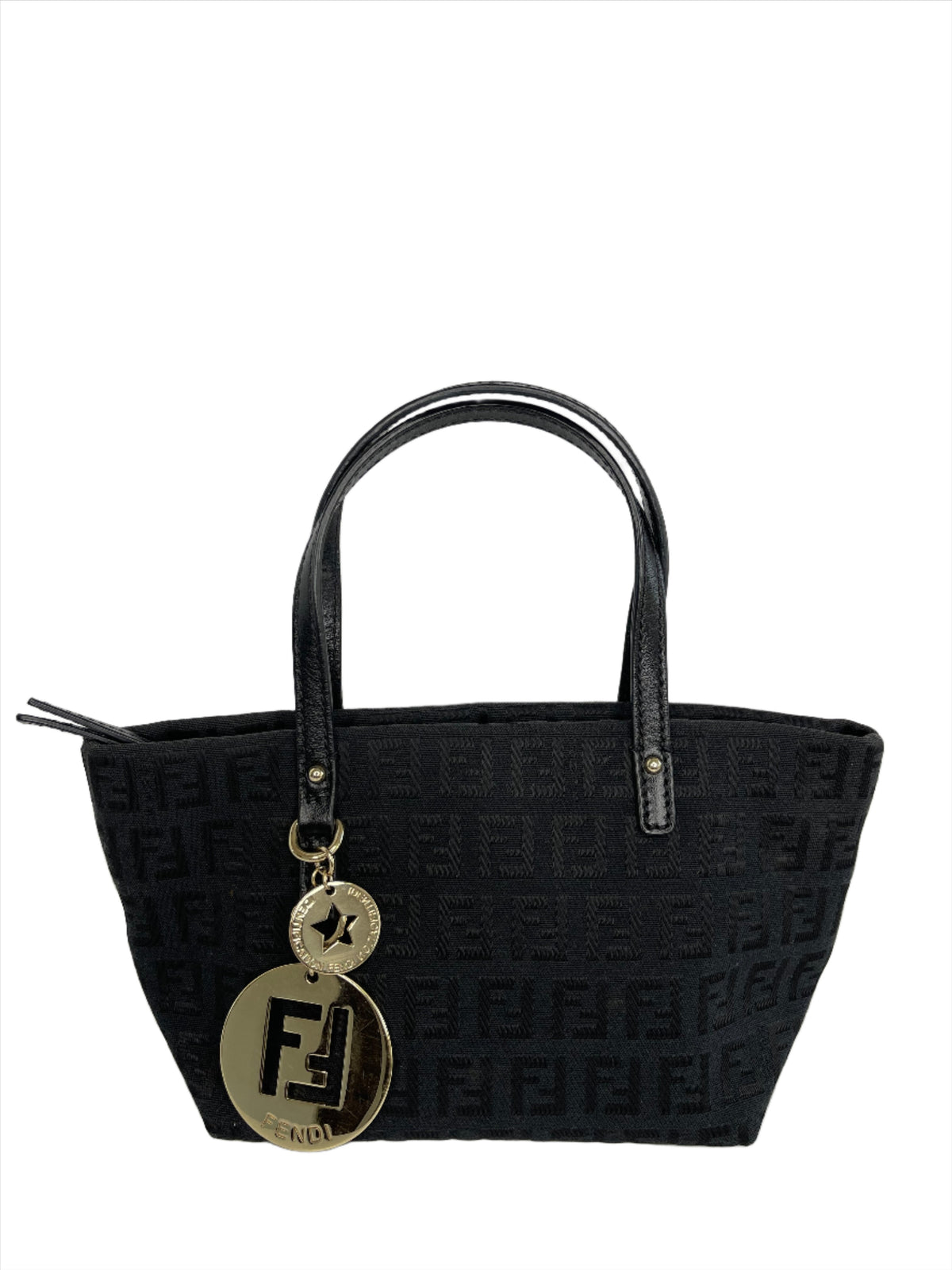 Fendi Superstar Black Zucchino Canvas Mini Tote Bag